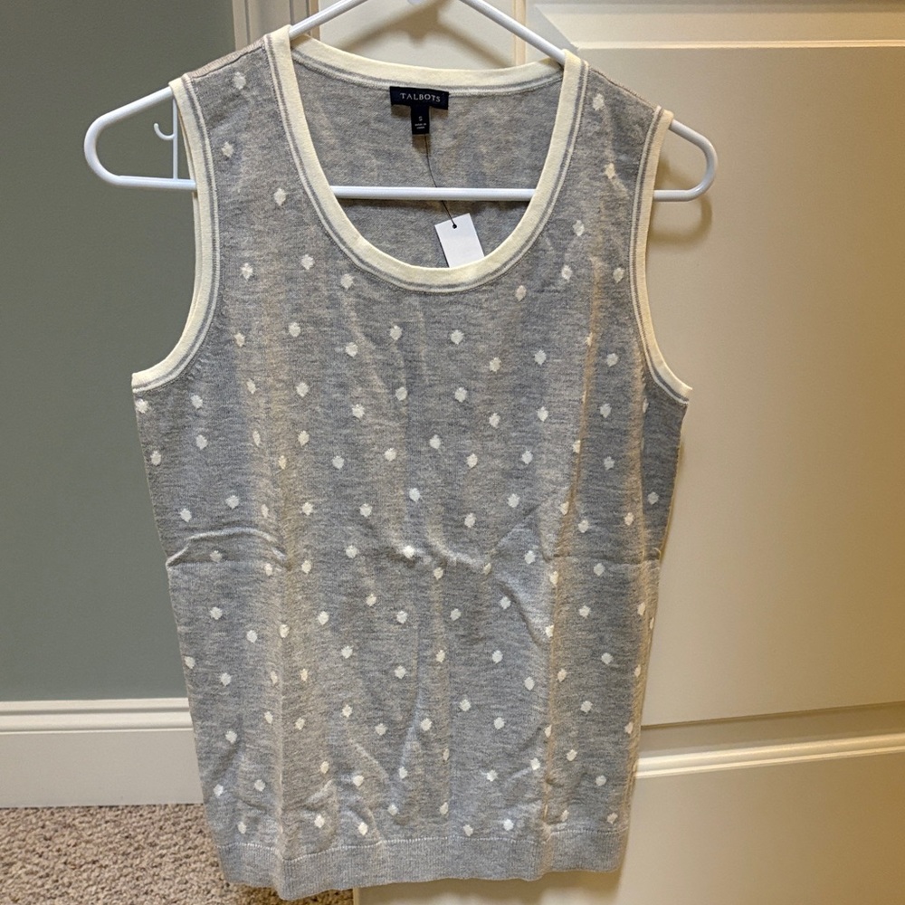 Talbots Gray and White Polka Dot Tank Top